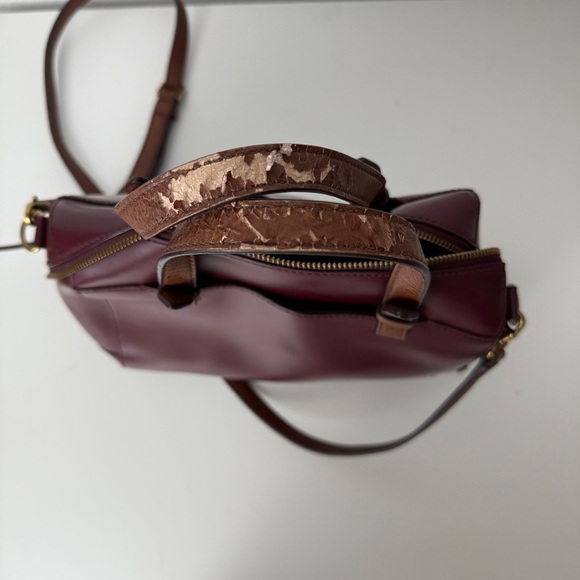 Fossil Rachel Cow Hide Leather Satchel Crossbody Bag Purse FLAW - Picture 9 of 16